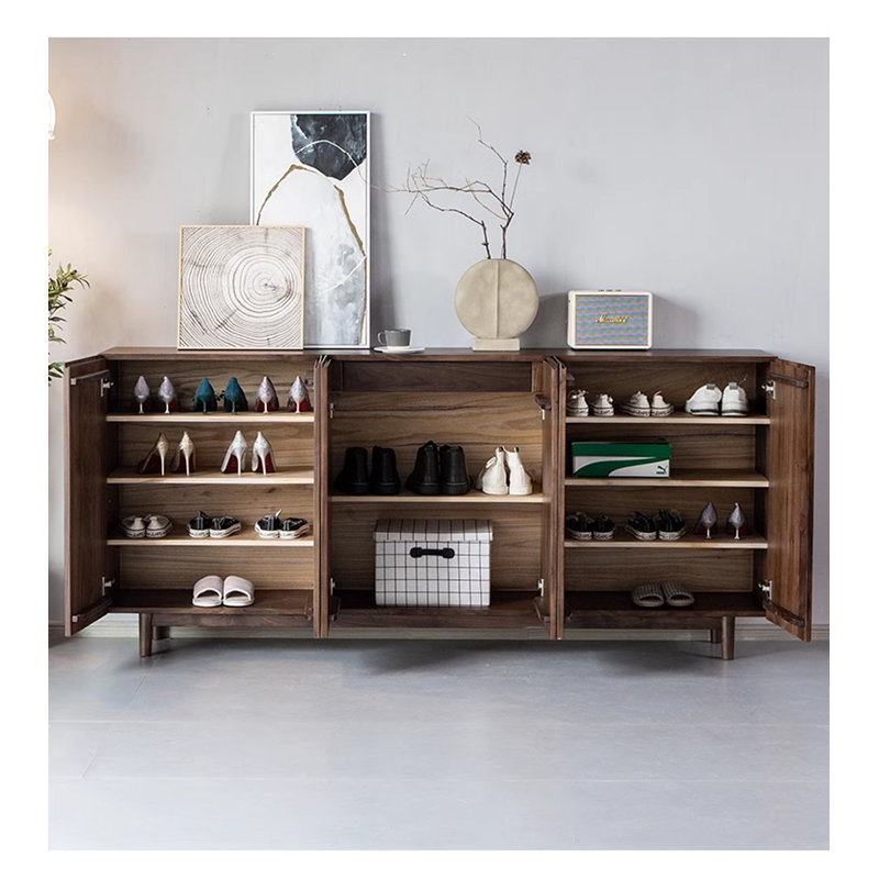 Dovetail Joint Solid Wood Shoe Cabinet with Adjustable Shelves