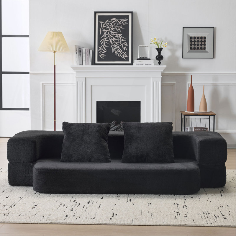 Canapé-lit modulaire transformable en mousse de soutien, chaise longue compacte en chenille pour les petits espaces et les bureaux à domicile