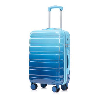 Navy and Light Blue 2-Piece Polycarbonate Luggage Set with 20-Inch Carry-On and 14-Inch Cosmetic Case