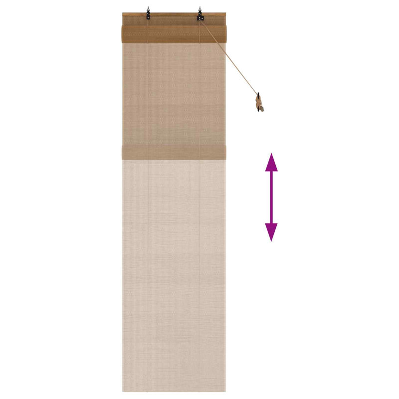  Roller Blind Adjustable Brown Bamboo Window Treatment Sun Shade Curtain