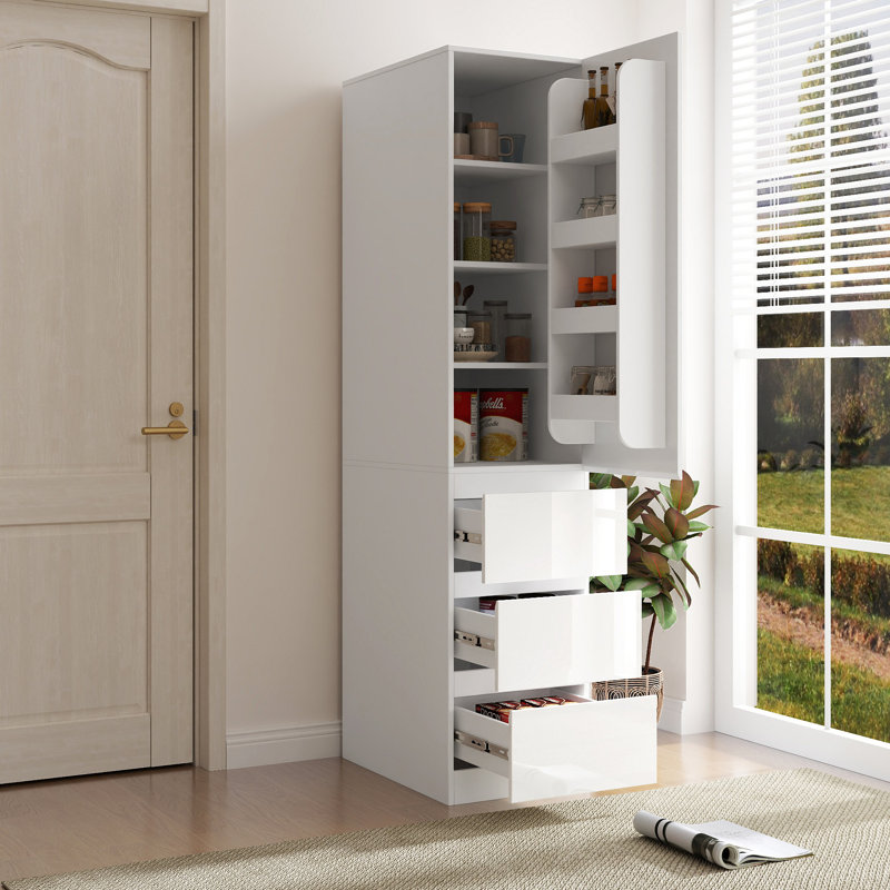 Armoire de rangement pour garde-manger, garde-manger avec portes, tablettes et tiroirs