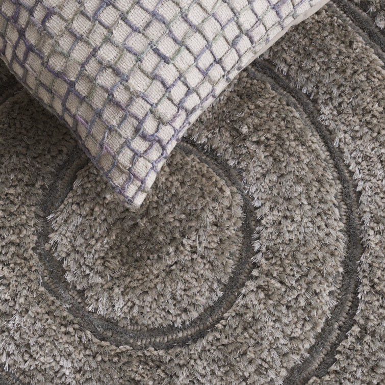 Tapis en zone argent touffeté abstrait fait main Minnich