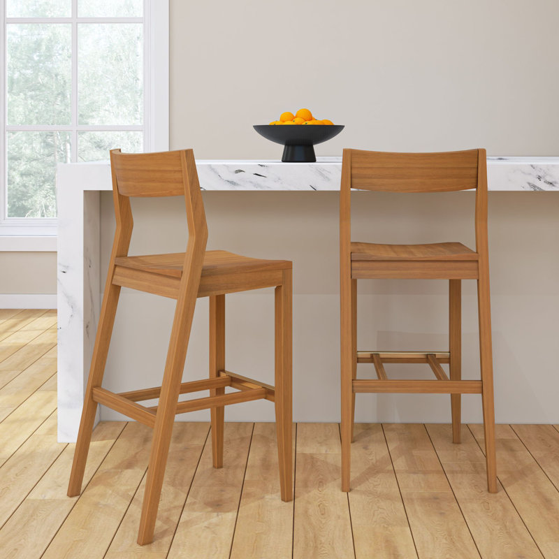 Modern Bar Height Chair (44in) - 2 Pack, Pecan, Pecan