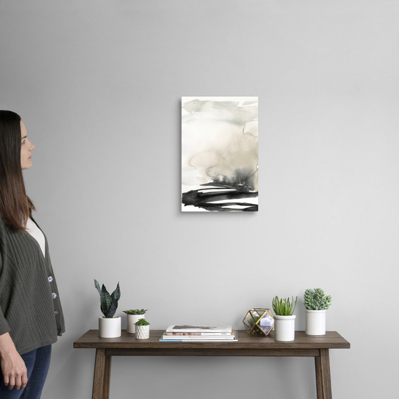 «Ebony Horizon Triptych I» par Jennifer Goldberger - reproduction d'art, H 18 po x l 12 po x P 1,25 po, Toile tendue