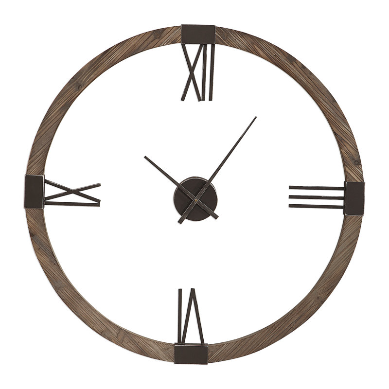Marcelo 39.5" Brown Wood Traditional Wall Clock