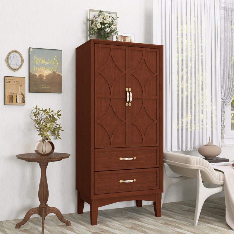 Buffet multi-scène rétro avec portes et tiroirs, Noyer