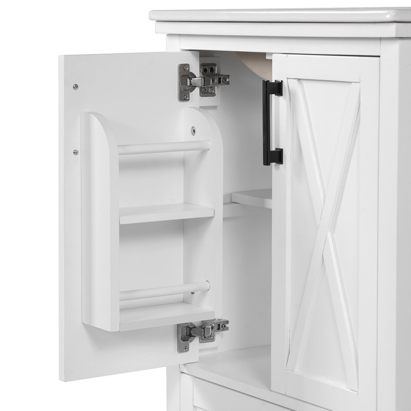 Meuble-lavabo de 24 po avec lavabo simple, Noir, Blanc