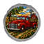 PAS TOTAL - Vitrail ASPECT VINTAGE CAMION ROUGE PIERRE GRIS