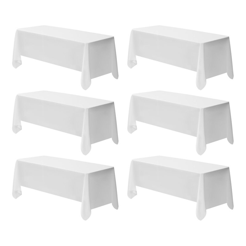 White Tablecloths for Rectangle Tables, 70 x 120 Inches, Reusable and Machine Washable Table Clothes, 120" L x 70" W