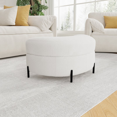 33.9" W Half-Moon Storage Ottoman Bench With Metal Legs