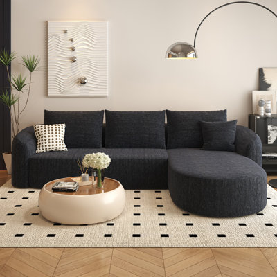 Boneless L Shaped Modern Modular Sectional Curved Sofa, Minimalist Style Comfy Cloud Couch for Living Room Apartment, No Assembly Required Boneless Couches
