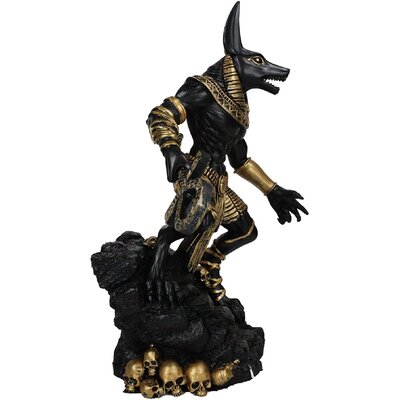 Ebros Ancient Egyptian Jackal God Anubis with Ankh Staff Spear Standing on Rocky Skulls Heap Figurine -  Bungalow Rose, 97DD0B685BA349B0B218B0E9E4A3E33C