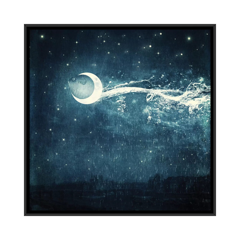 «Moonriver», impression sur toile, H 18 po x l 18 po x P 1,5 po, Pas de tapis, Toile avec cadre noir