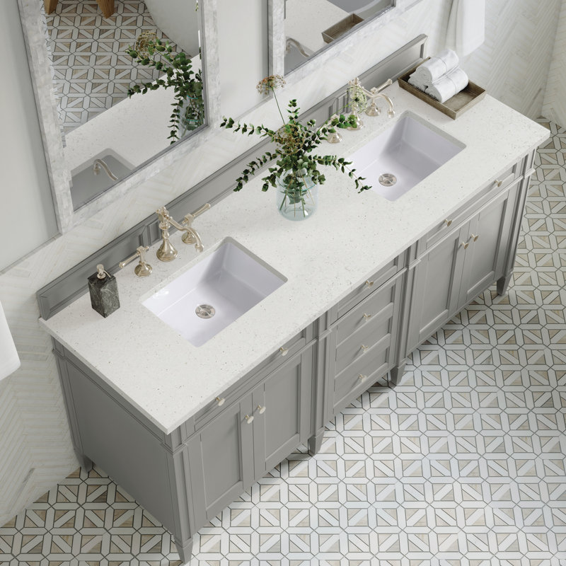 Brittany 72" W Double Vanity, Urban Gray, Lime Delight, 8" Widespread