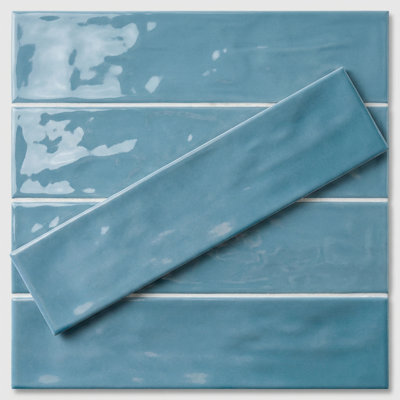 Vetri Light Blue Glossy 3x12 Ceramic Subway Wall Tile Handmade Look