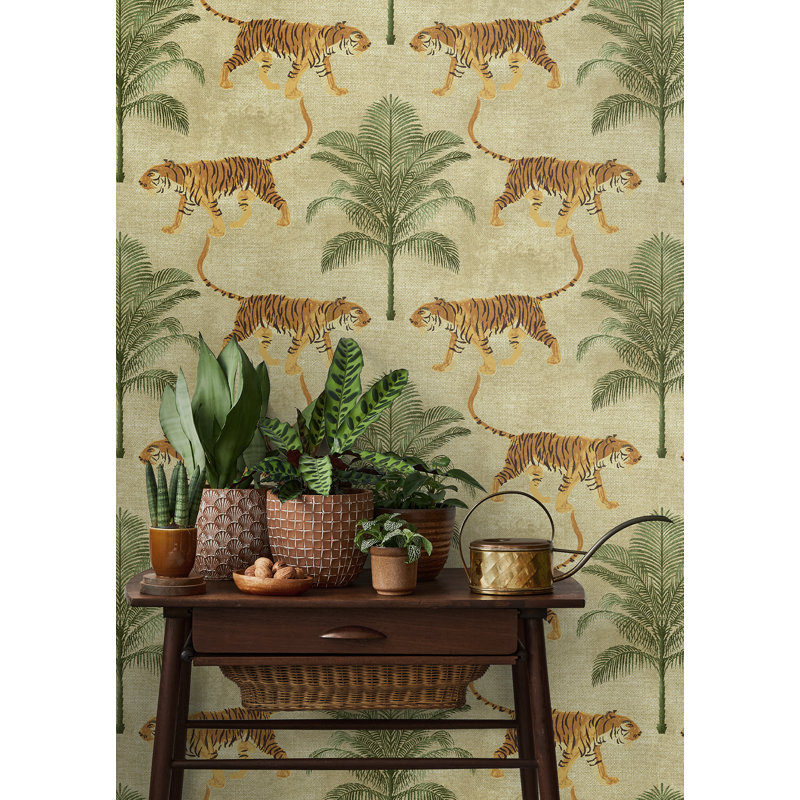 Tommy Bahama Tiger And Tree Peel And Stick Wallpaper Roll, Hemp