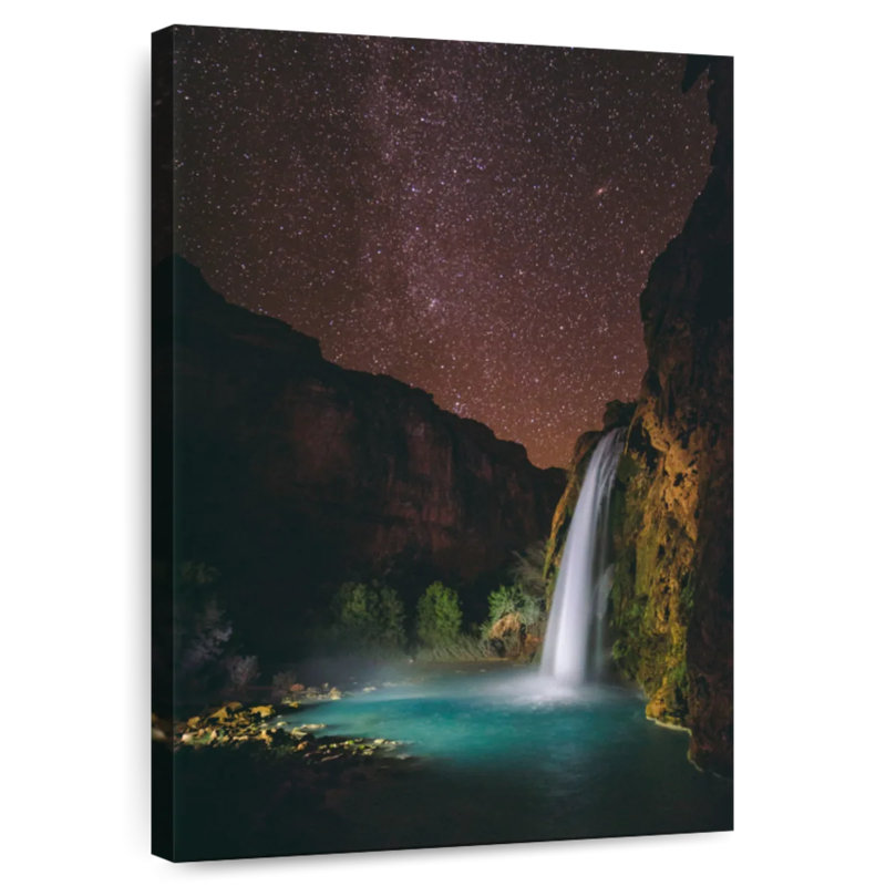 Alvord Waterfall At Night, 39" H x 26" W