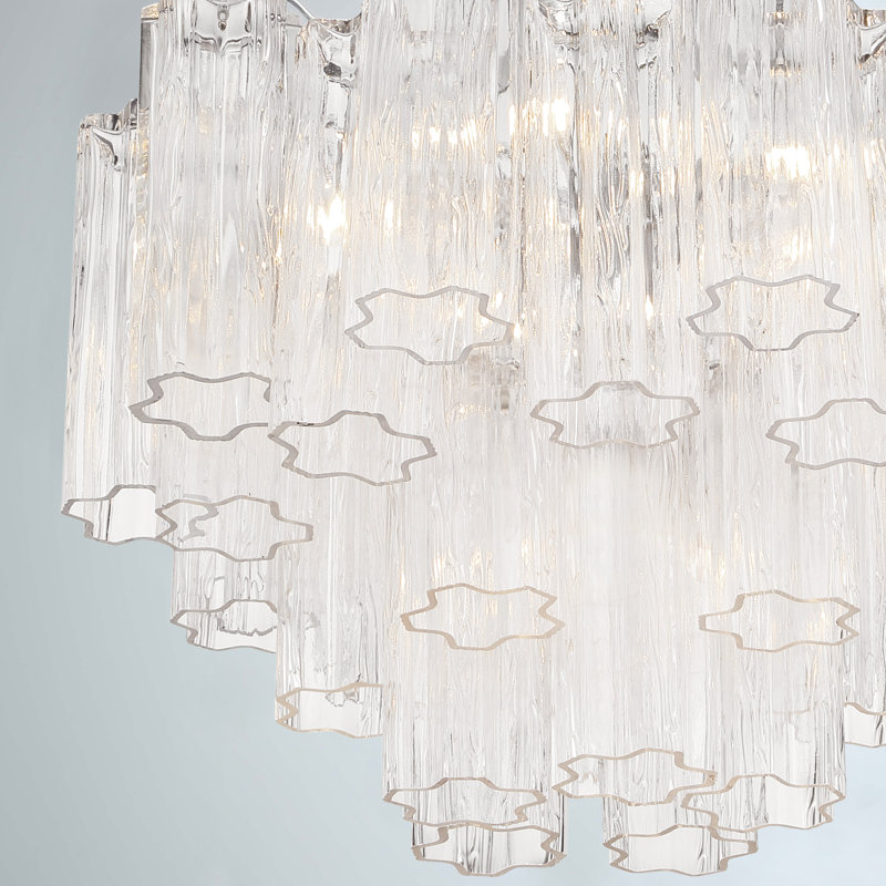 Lustre à niveaux Arras, Transparent, Chrome poli, H 14 po x l 19,75 po x P 19,75 po