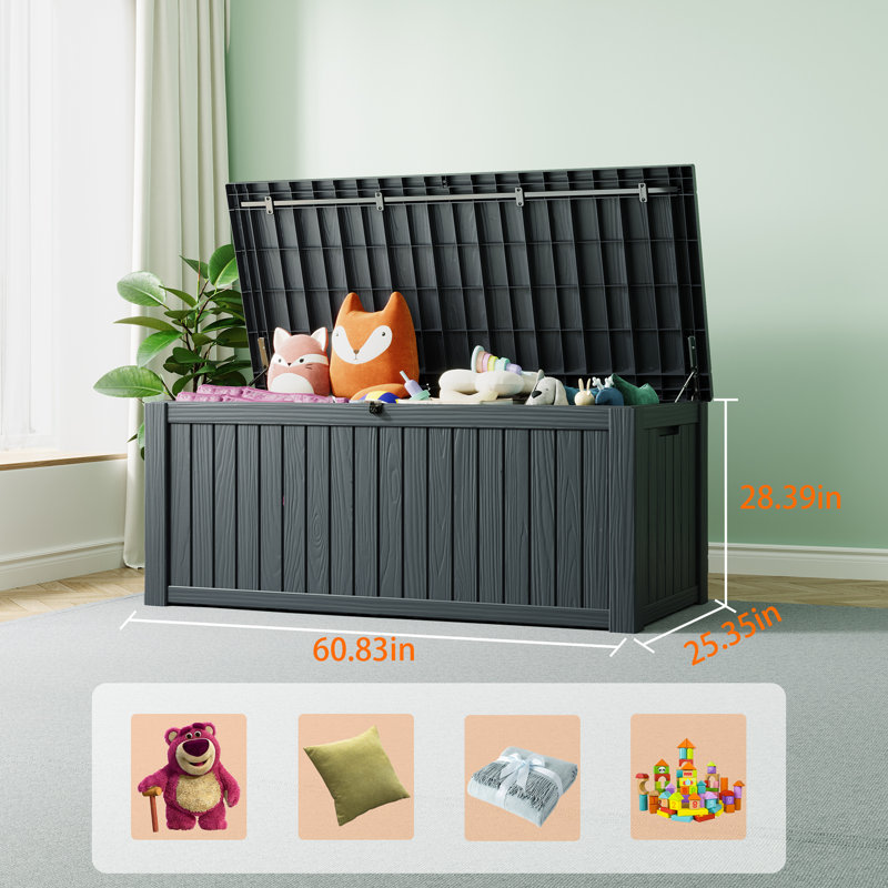 Vbal Black/White 40 Gallons Water Resistant Resin Lockable Deck Box, Black
