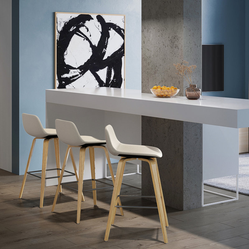 Tabouret en bois cintré (ensemble de 2), Naturel / naturel, Beige