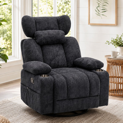 Fauteuil inclinable à bascule pivotant manuel de 41 po avec accoudoirs réglables en chenille de 41 po de largeur