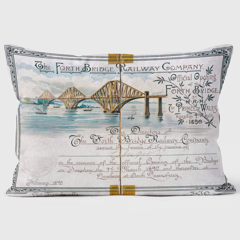Invitation Card for the Official Opening of the Forth Bridge 1890 - National Railway Museum Cushion