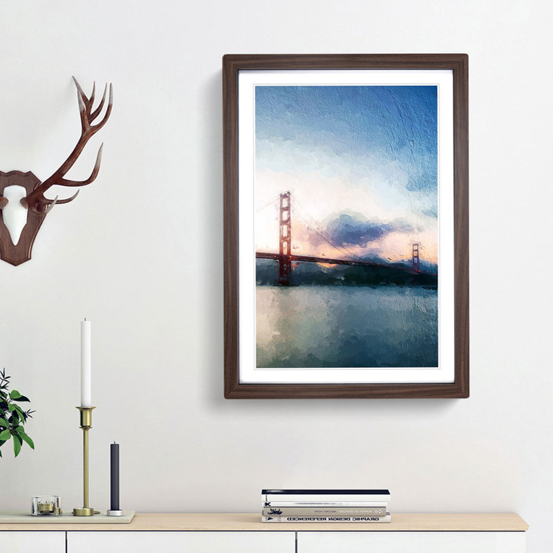 Golden Gate Bridge - Picture Frame Painting Print, Walnut Framed, 65cm H x 48cm W x 2cm D