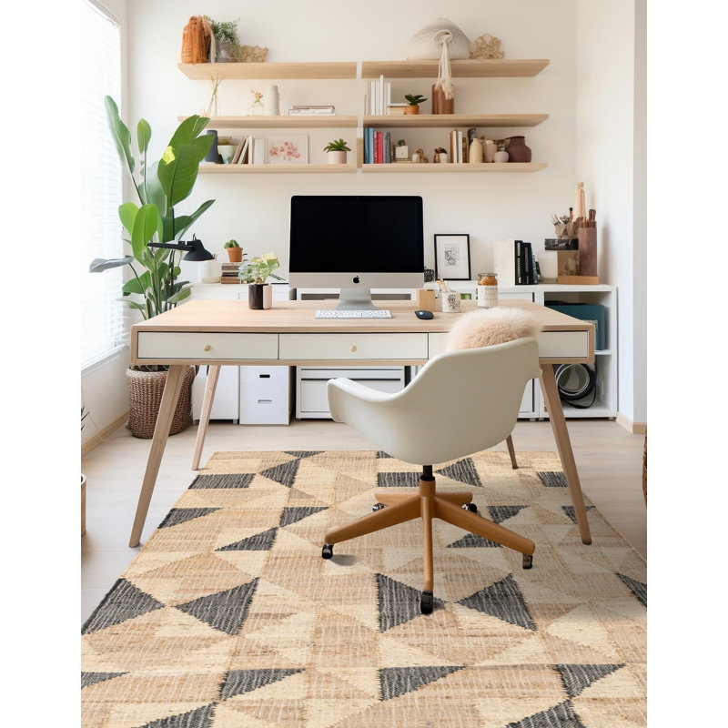  Tapis en jute tissé à la main Raga Kala, Rectangle 5 pi 1 po x 8 pi