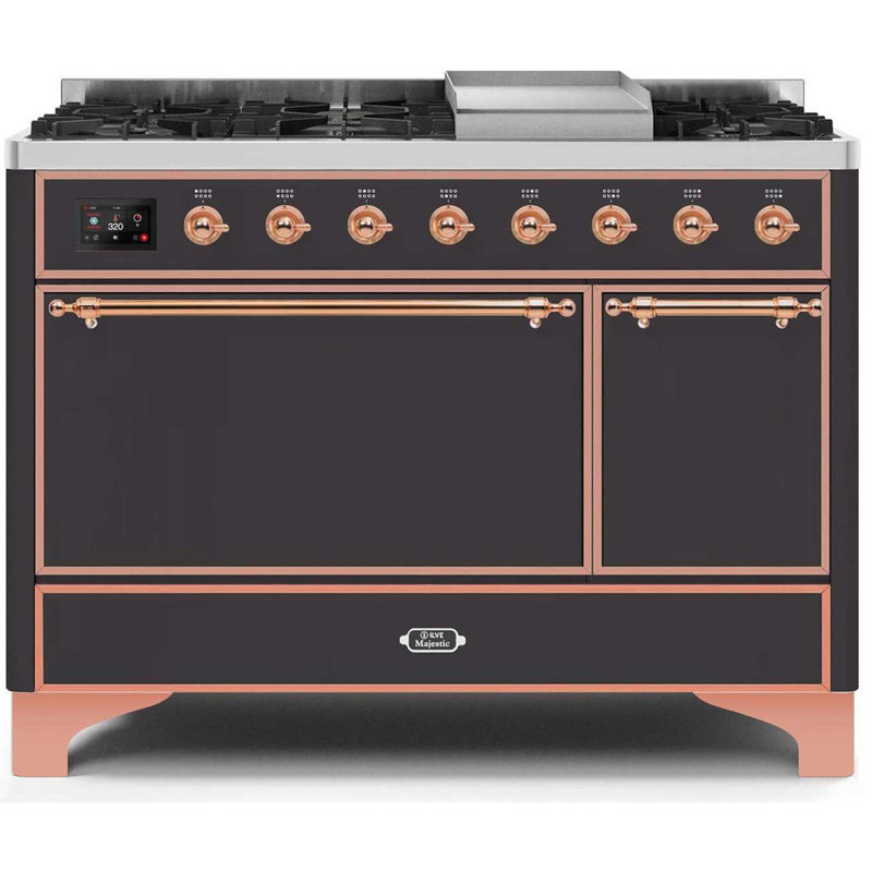 Majestic II 47.83" 5.02 Cu.Ft. Freestanding Dual Fuel with Griddle and Convection Oven, Natural Gas, Stainless Steel/Copper