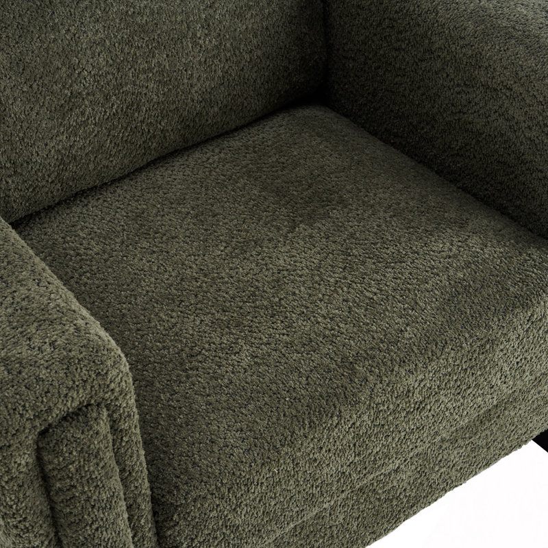 Fauteuil d'appoint rembourré avec accoudoirs en bois massif, fauteuil club carré en tissu bouclé avec coussin épais, chaise d'appoint moderne avec piètement luge pour salon et chambre