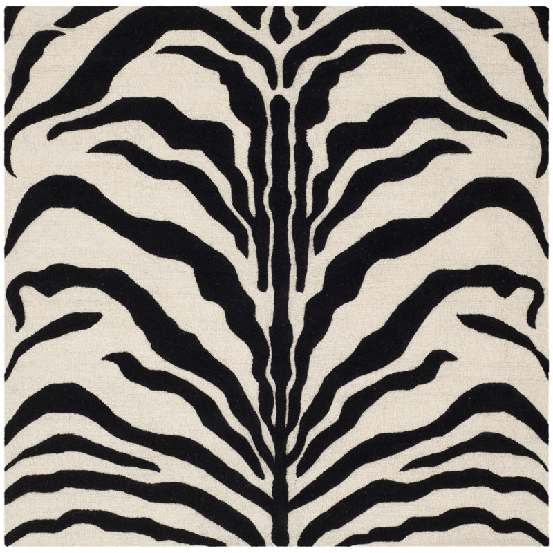 Schell Animal Print Wool Hand Tufted Area Rug, Square 122 cm