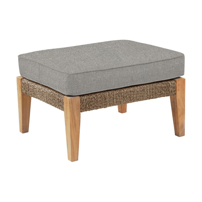 Hadley Outdoor Ottoman, Hadley Hemp, Sharkskin