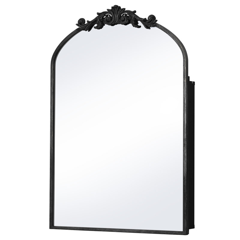 Voijin 24" W x 36" H Framed Metal Medicine Cabinet , Antique Black