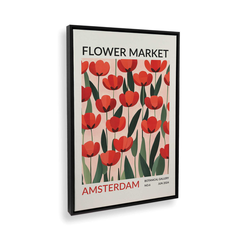 Amsterdam Flower Market I, Cadre flottant noir satiné, H 36,75 po x l 24,75 po
