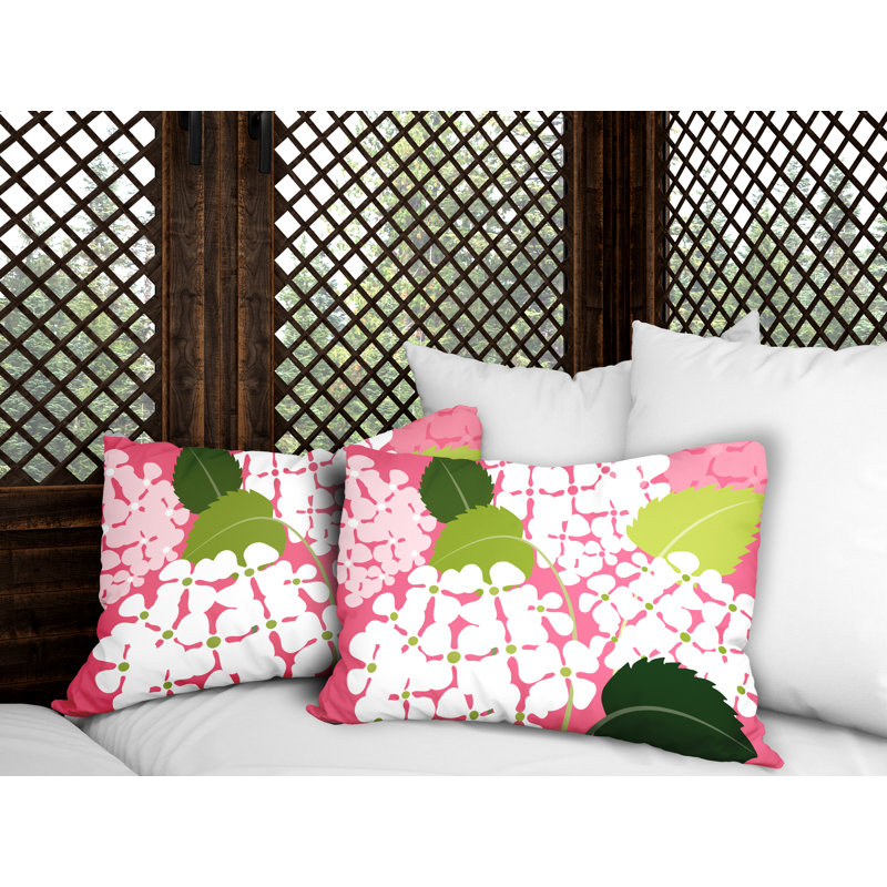 Floral Outdoor Reversible Throw Pillow, Pink