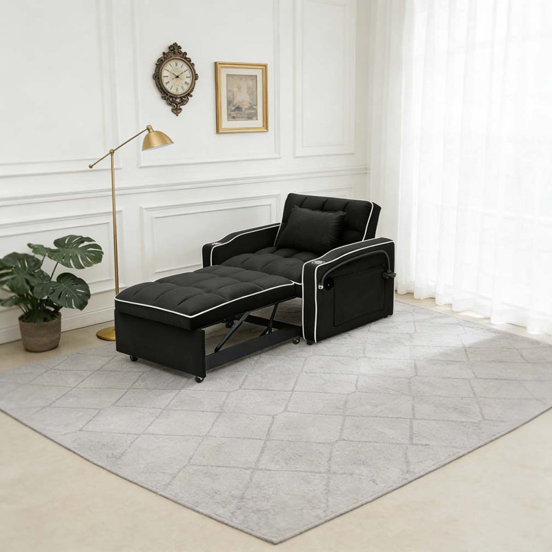 1 canapé-lit pliable polyvalent en 3 longueurs, Noir