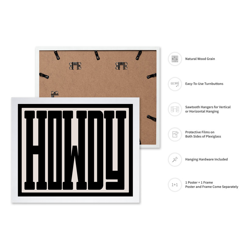 Howdy No2, 18"H x 24"W, Poster, White Framed
