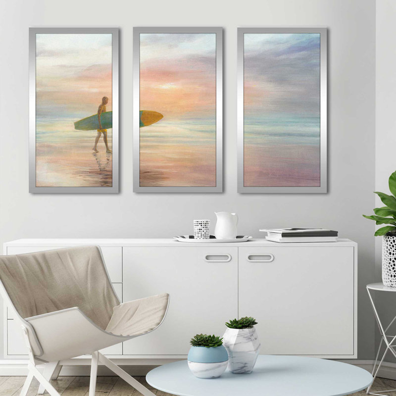 Surfside - peinture de cadre photo 3 pièces, L 40,5 po x H 25,5 po x P 1 po