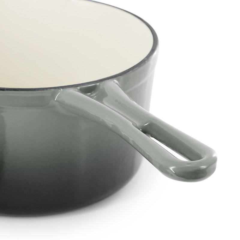 MegaChef 2 Quart Enameled Cast Iron Sauce Pan in Gradient Gray, Gray