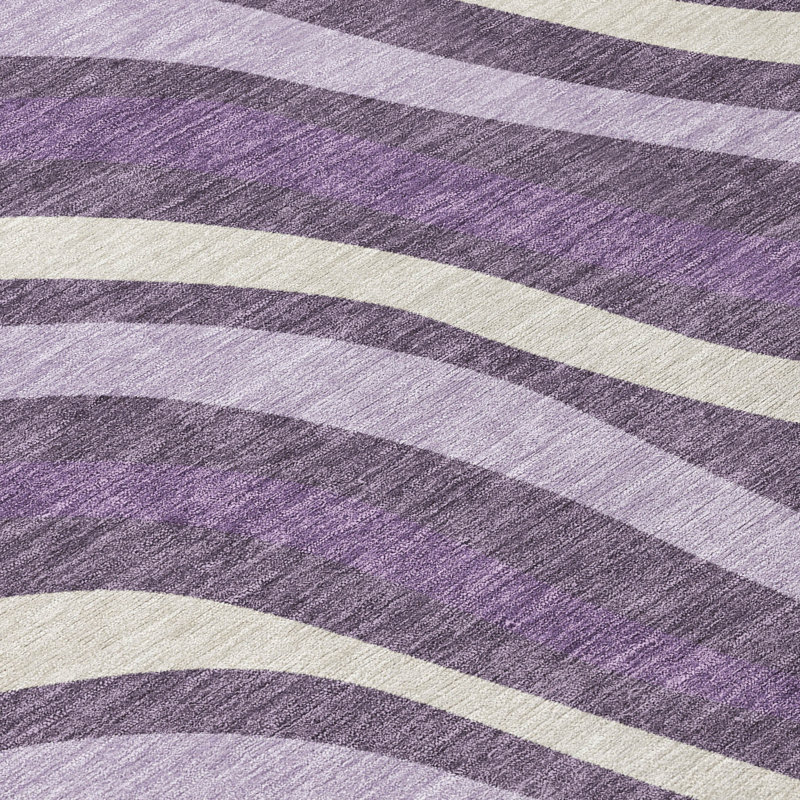 Machine Washable Indoor/Outdoor Chantille ACN2490 Stripes Rug, 2'3" x 7'6" Runner, Plum
