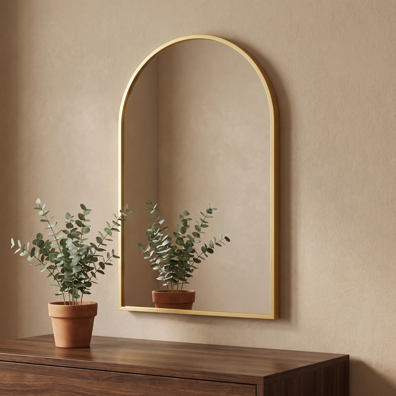 Miroir mural arqué en aluminium, 20''×30'', Doré