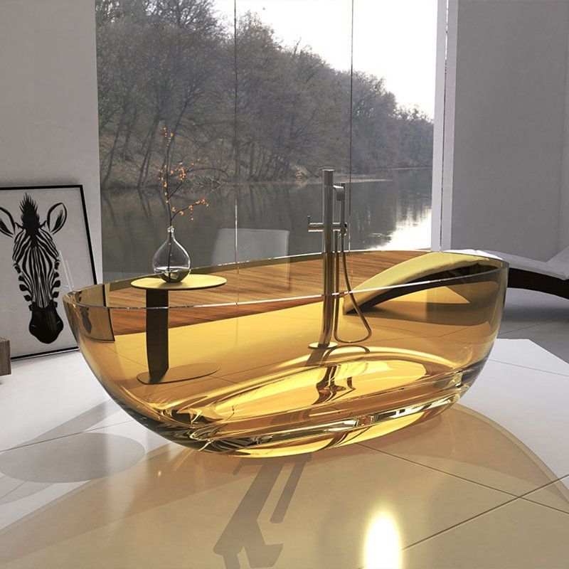 Baignoire moderne en résine transparente 63 x 31,5 Modern Creative, Jaune