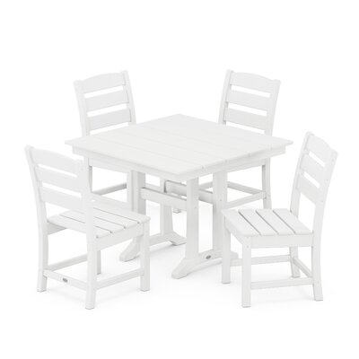 Lakeside 5-Piece Farmhouse Trestle Side Chair Dining Set -  POLYWOOD®, PWS637-1-WH