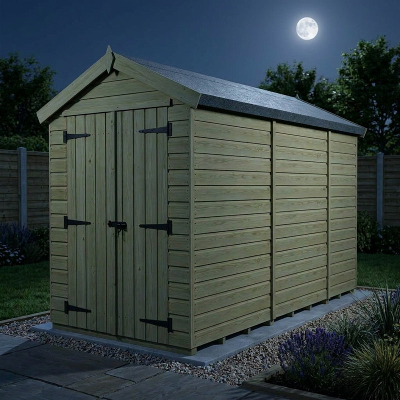 Total Sheds 4ft x 11ft Apex Garden Shed - Double Door - No Windows - Pressure Treated Timber - UK Manufactured