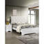 Chambre à coucher avec table de chevet 2 tiroirs moderne - blanc, bois massif avec apparence texturée et losange: bois blanc