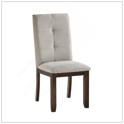 Chenille Upholstered Dining Chairs Set Of 2 With Dark Cherry Finish Wood Frame, Tufted Back For Elegant Kitchen Furniture