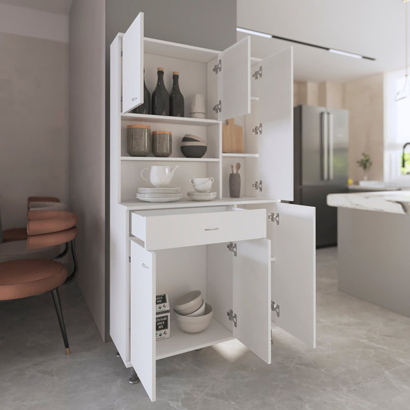 Tigard 1-Shelf 1-Drawer Pantry Cabinet White