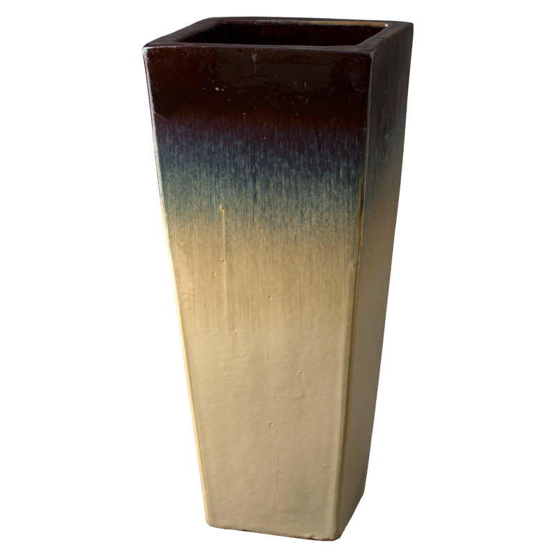 Loden Handmade Ceramic Pot Planter, 35" H x 14" W x 14" D, Cream/Java