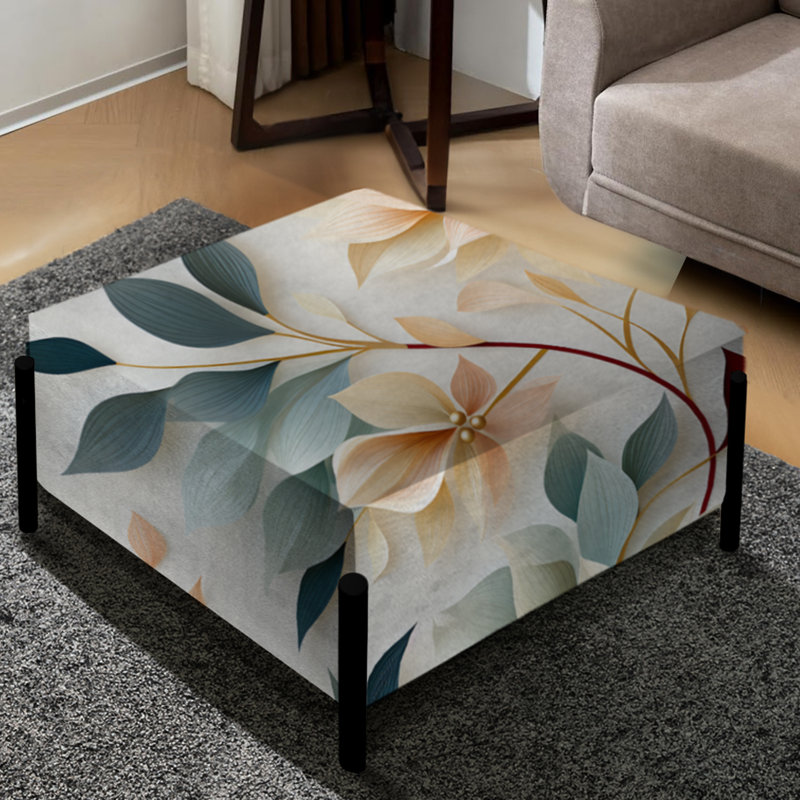 Subtle Whispers III - Grand repose-pieds carré floral