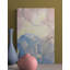 Décoration murale en verre trempé de style marbré, impression d'art moderne abstrait bleu et rose sur verre-1446434385